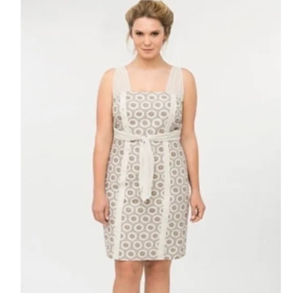 🛑SOLD Isabel Toledo for Lane Bryant Cream Linen Blend Party Sheath Dress 20 - Picture 1 of 8